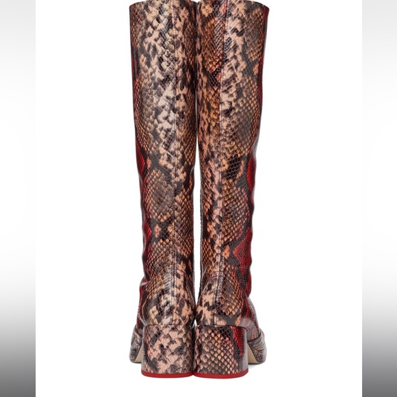 NWT Miista Red Snake Print Donna Tall Patent Boots - Picture 5 of 9